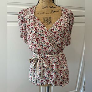 Mac Studio wrap floral blouse